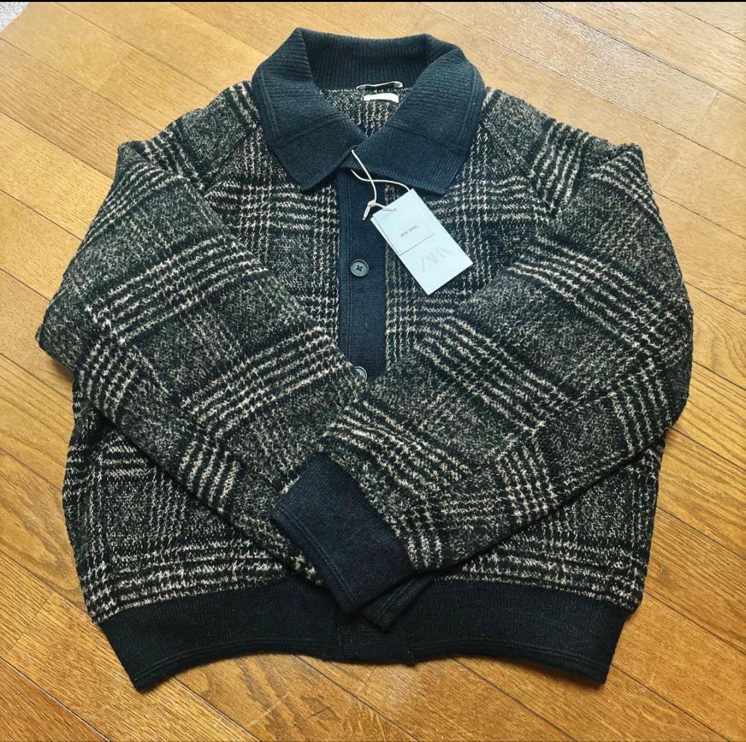 ZARA リブ襟切り替えジャケット チェック Mサイズ - メルカリ