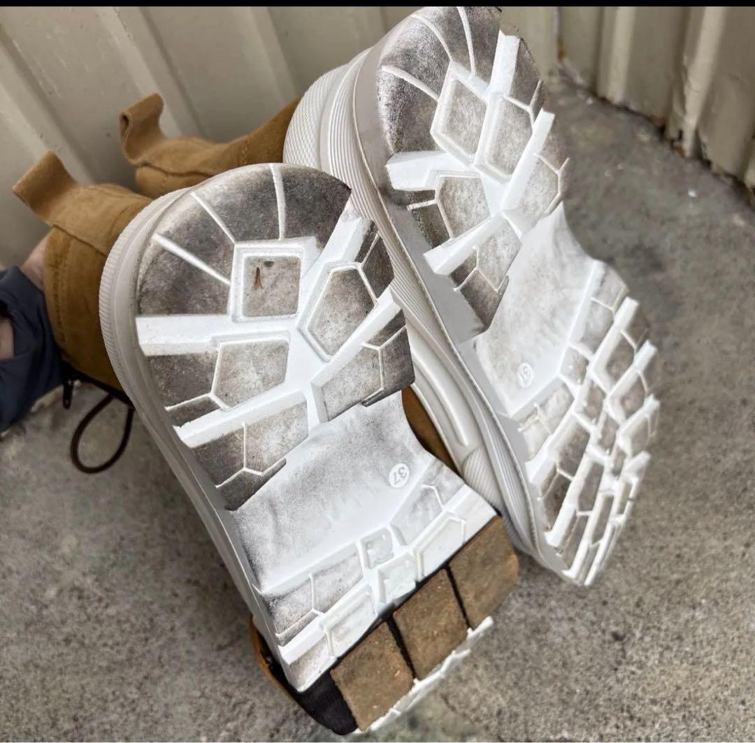 カワサキ ライディングスニーカー厚底 23.5cm ブラウン