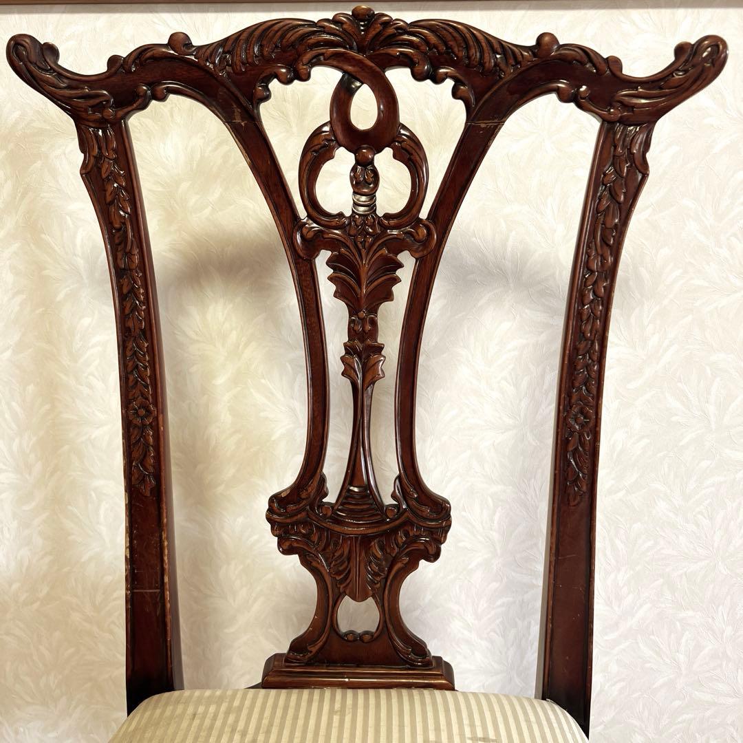 ② アンティーク クイーンアン様式 マホガニー材 ダイニングチェア 猫脚 ②