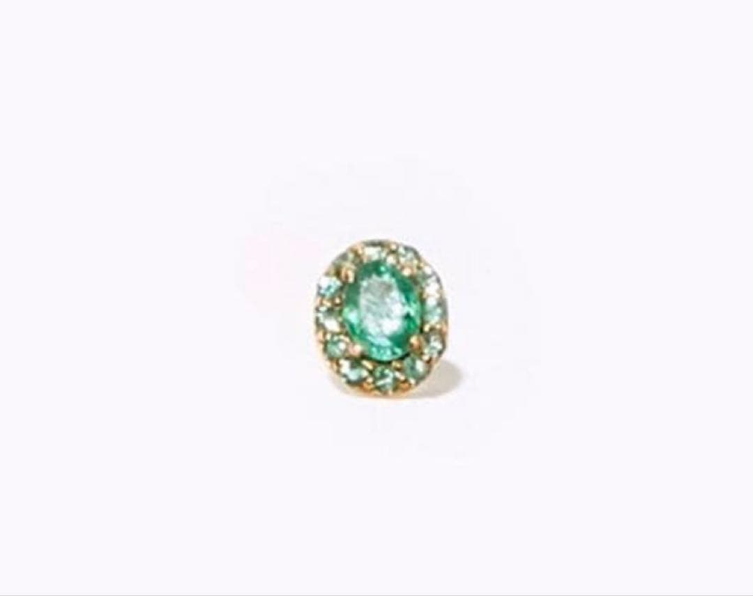 ARTIDAOUD K10 オーバルエメラルド パヴェエメラルド シングルピアス eden] K10 oval emerald stud single pierced earring｜ARTIDA OUD
