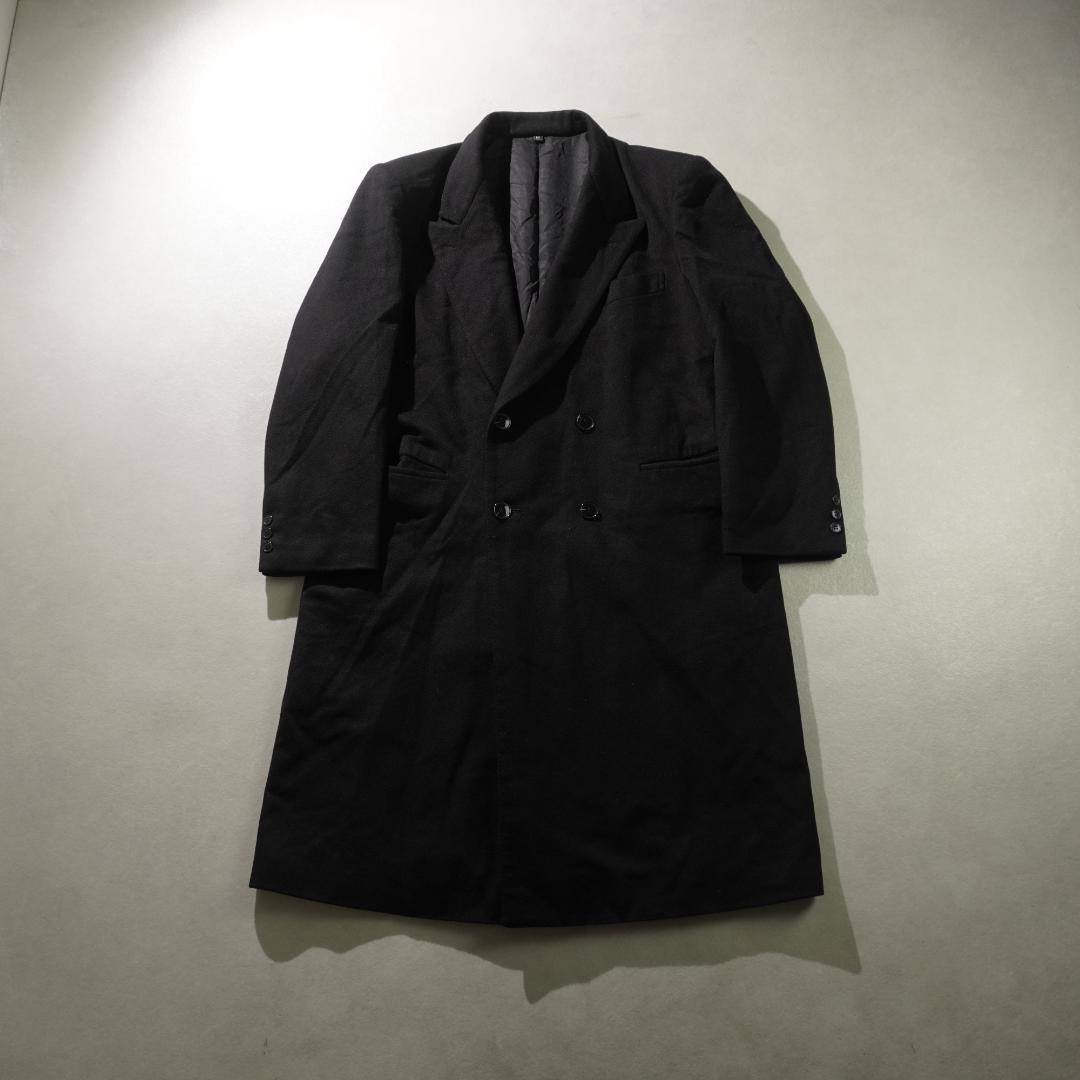 vintage ダブルチェスターコート カシミヤ100％ 黒/RW156 - メルカリ