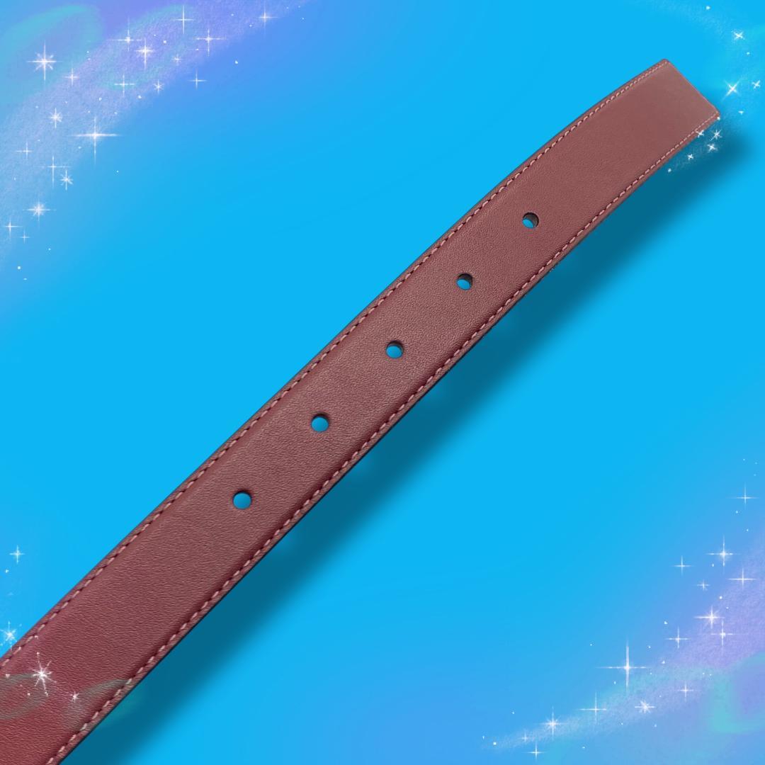 《超美品》コーチ ベルト Cバックル レザー ボルドー系 シルバー金具