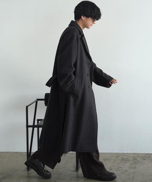 WYM】SMOOTH HERRINGBONE MAXI OVER COAT