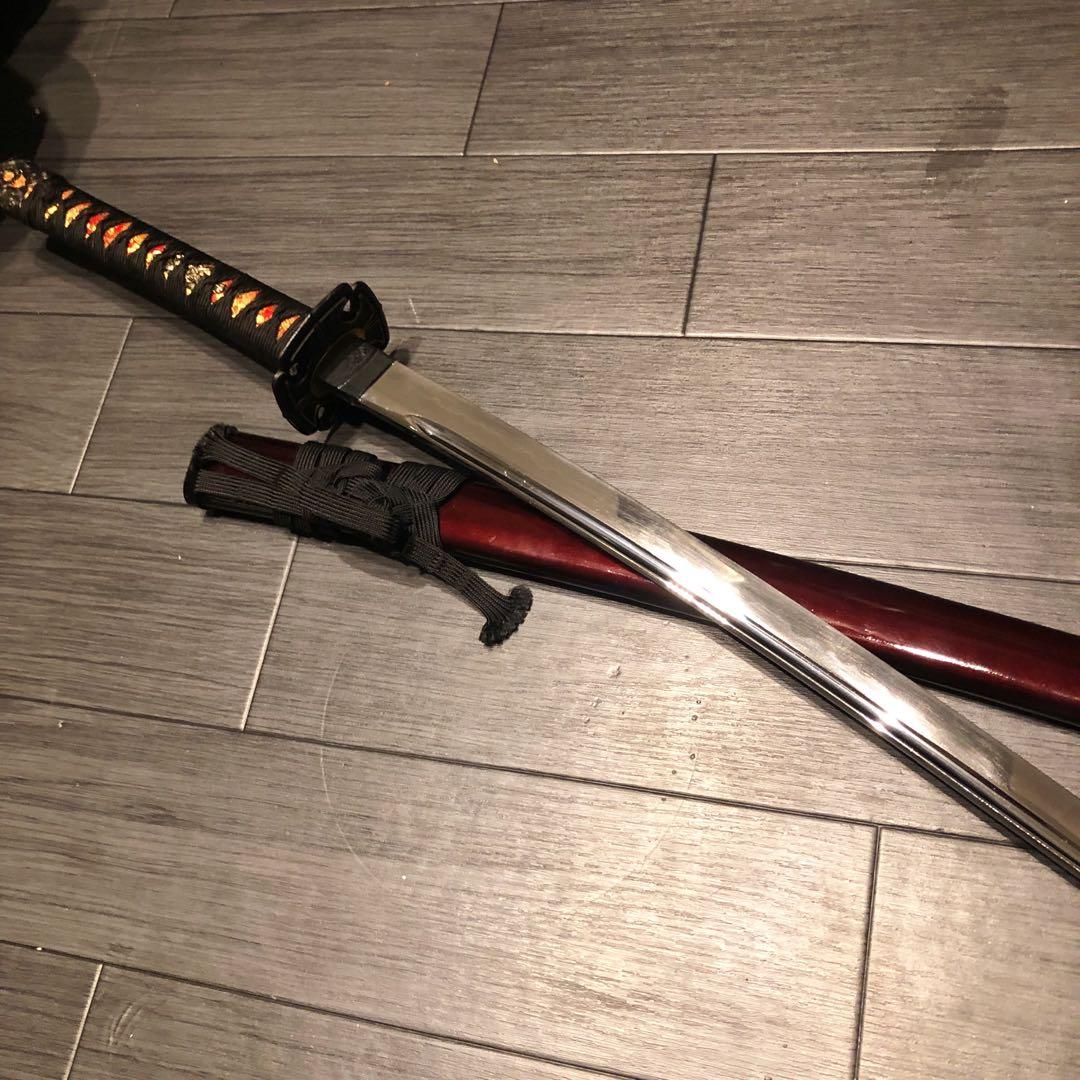 高級居合刀 高級模造刀 樋入刀身 朱拵え 合金刀身