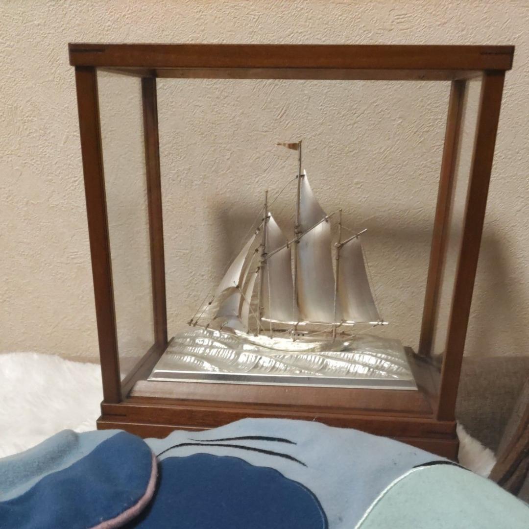 天下一ハレルヤ様専用 純銀 帆船模型 置物 インテリア シルバーカラー