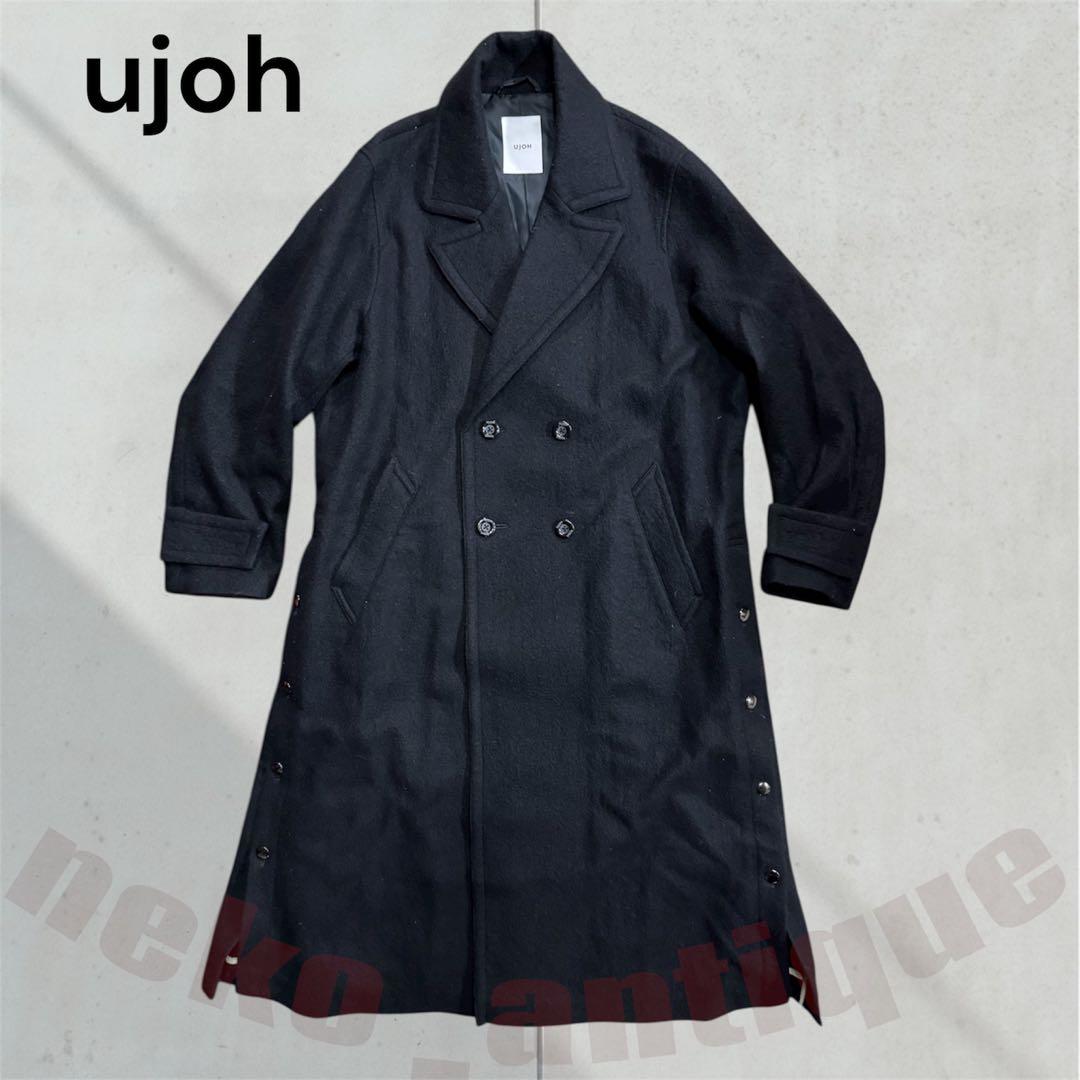 UJOHウジョー 日本製 ウールツイードサイドボタンロングチェスター