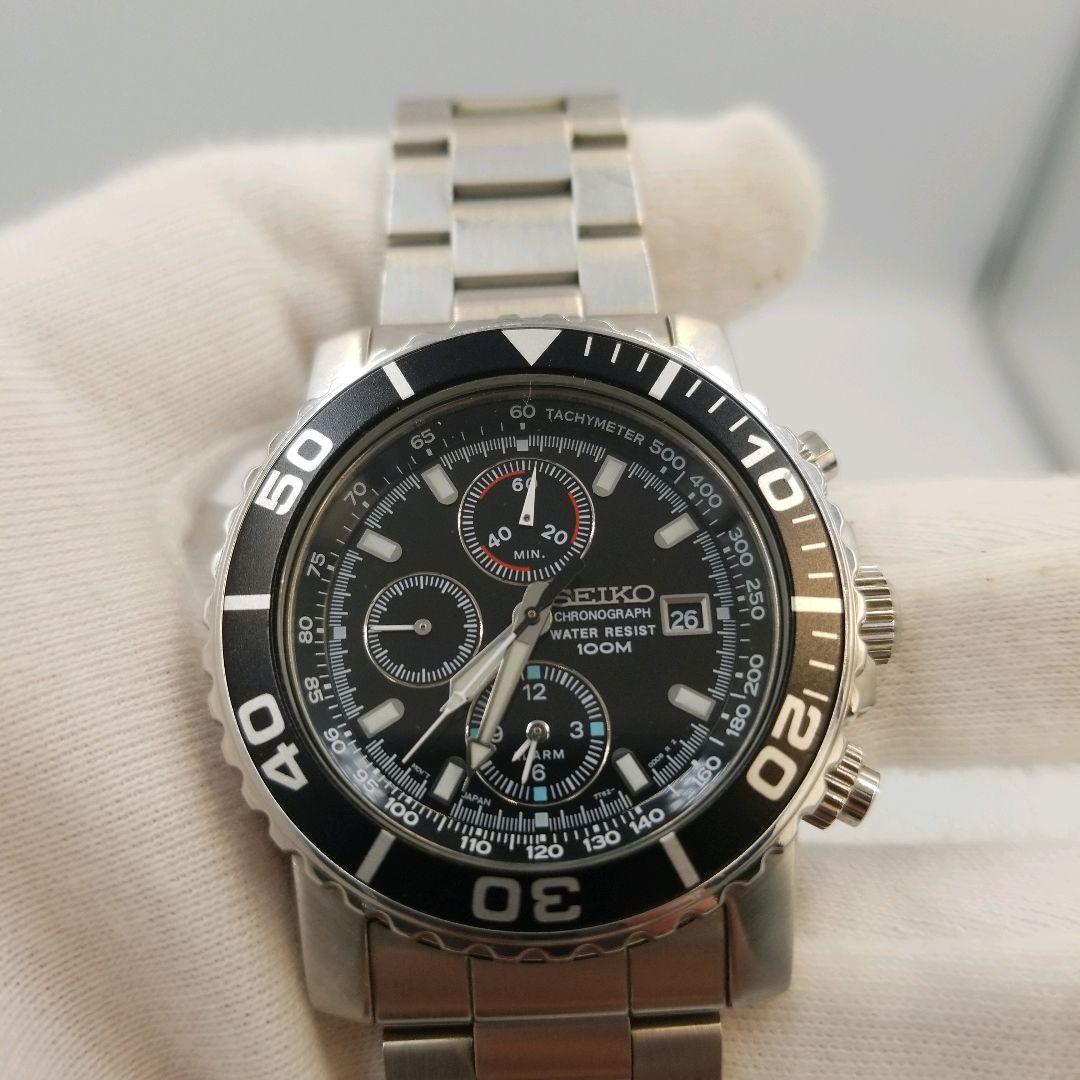 美品】 セイコー クロノグラフ 7T62ー0CV0 デイト 黒文字盤 - メルカリ