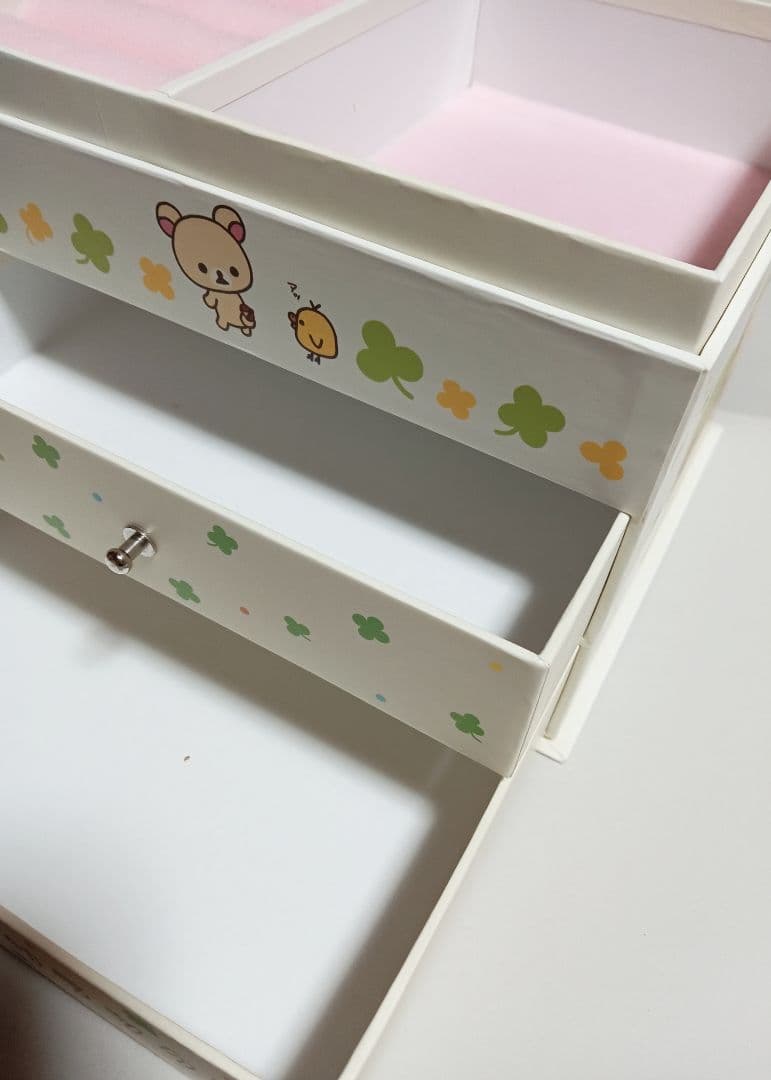 リラックマ ペーパーBOX お外でごろん ジュエリーボックス 引き出し二段 白