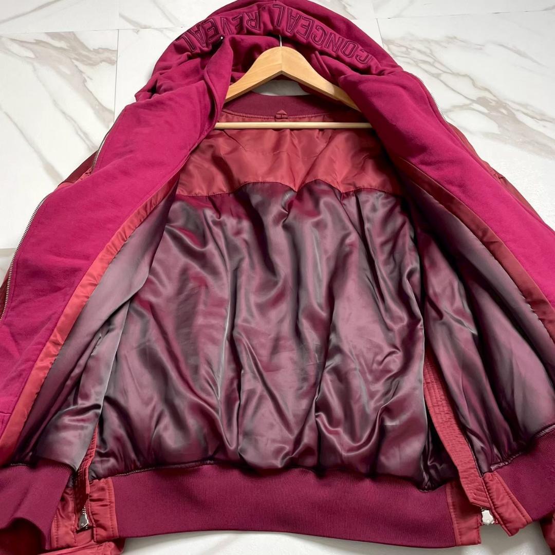 希少 Juun.J レイヤード ボンバージャケット フード オーバーサイズ 赤
