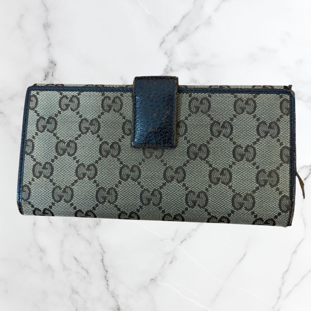 GUCCI 長財布 GGキャンバス 112715 Wホック ブラウン 金具 - メルカリ