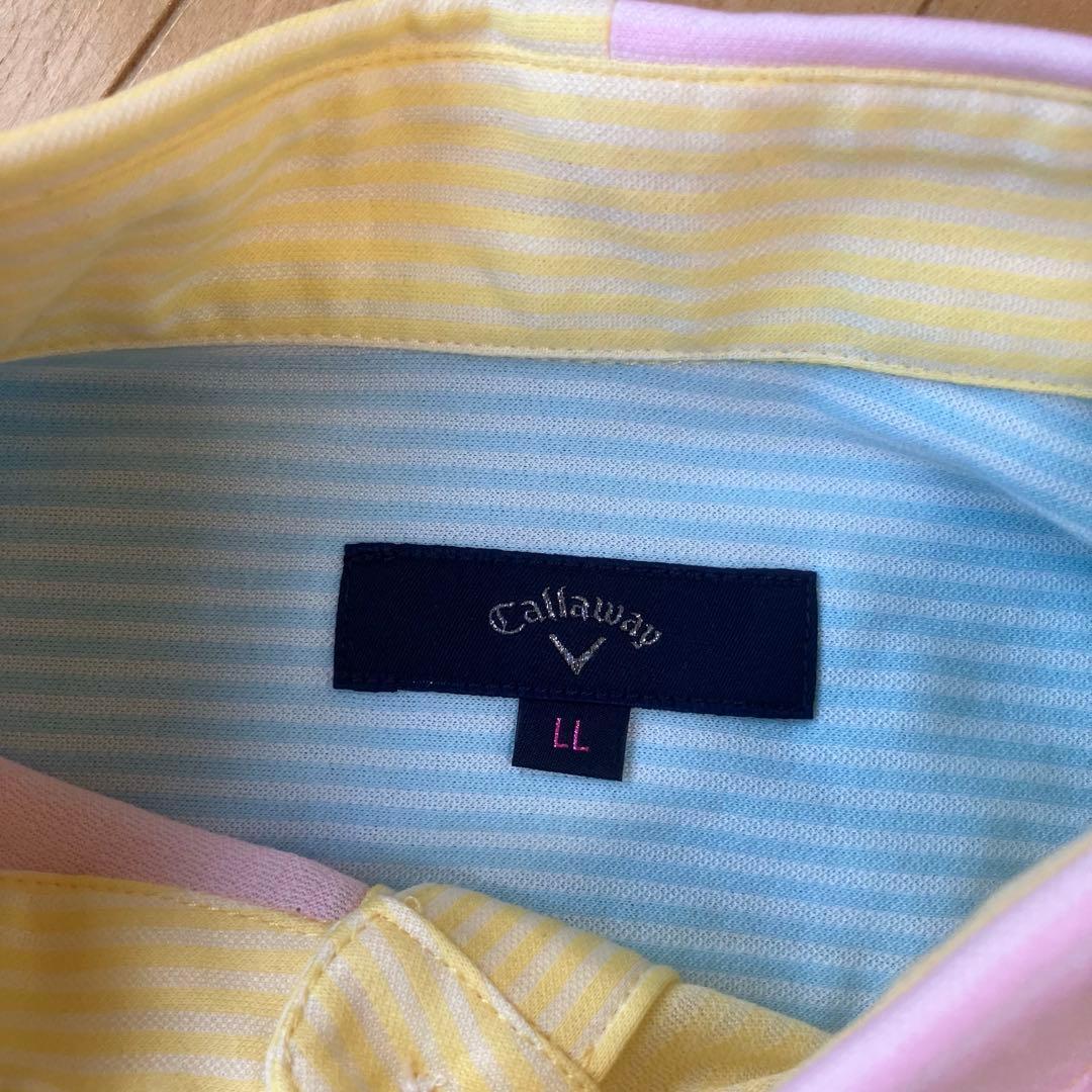 極美品キャロウェイゴルフポロシャツマルチカラーブランドロゴ刺繍