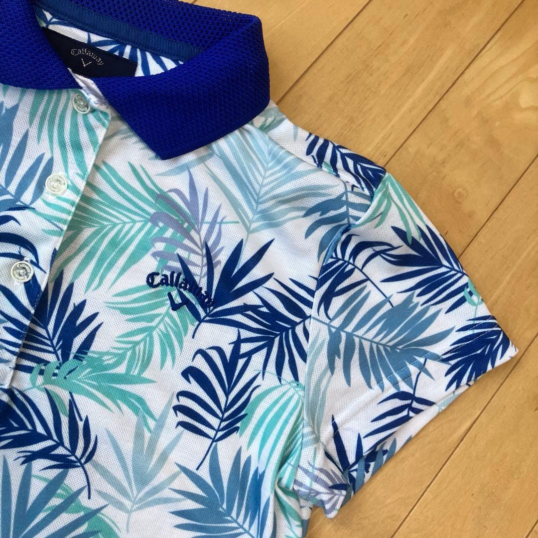 極美品キャロウェイゴルフポロシャツマルチカラーブランドロゴ刺繍