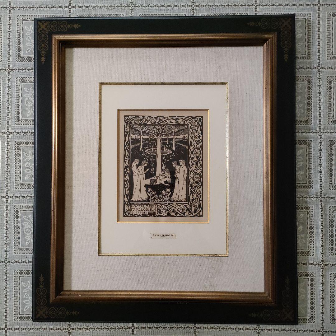 ビアズリー 大判ラインブロック『アーサー王の死 四女王眠れるラン