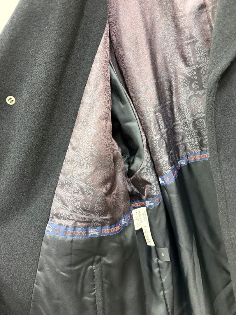 極上アンゴラ70%】Burberry's ロングコート 黒 ラグラン 比翼仕立