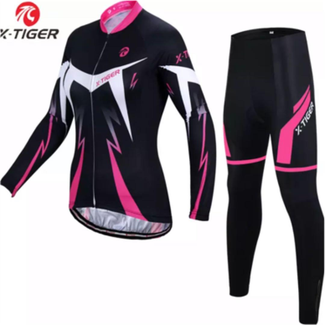 レディース XS サイクリングジャージ パッド入りパンツセット冬フリース吸汗速乾 メンズ Lサイクリングジャージ パッド入りパンツセット 冬保温フリース