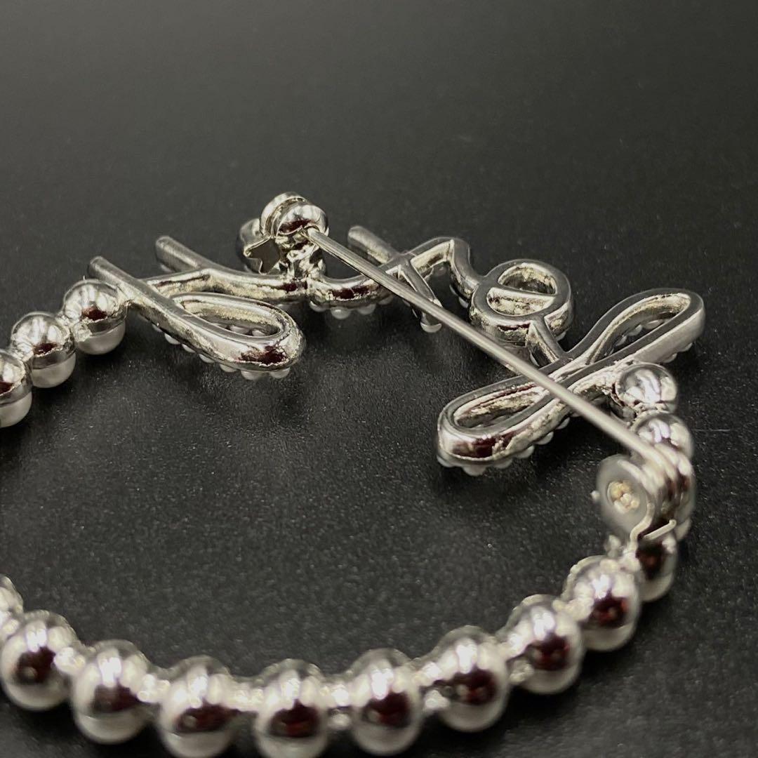 極美品 現行】 フォクシー パール ロゴ ブローチ 【定価45000円