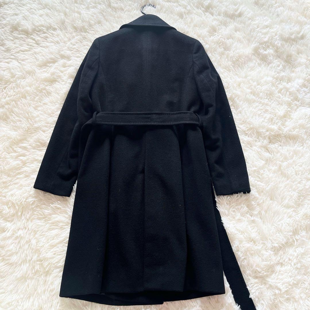 極美品　エフデ✕藤井毛織　ロングコート　カシミヤ＆アンゴラ　ベルト　Aライン　黒