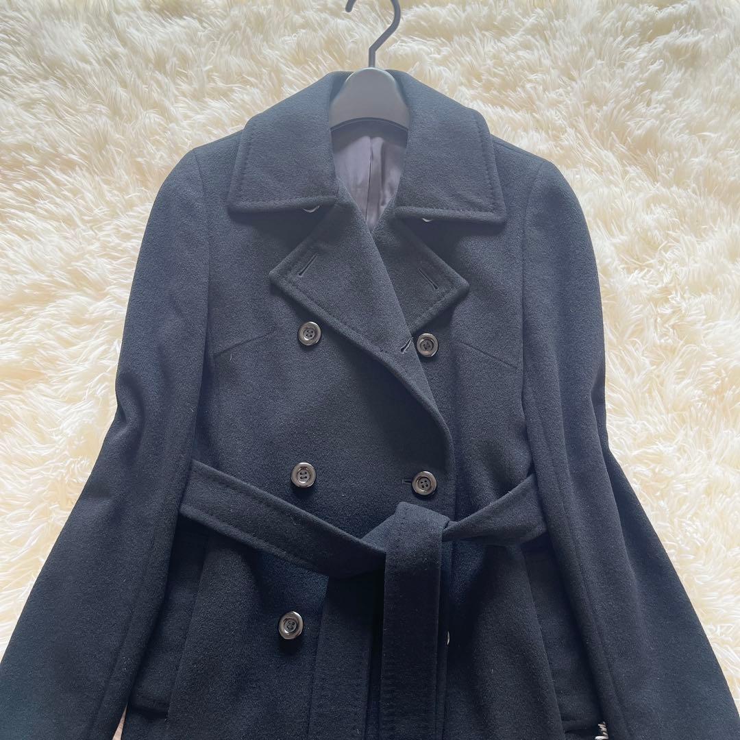 極美品　エフデ✕藤井毛織　ロングコート　カシミヤ＆アンゴラ　ベルト　Aライン　黒
