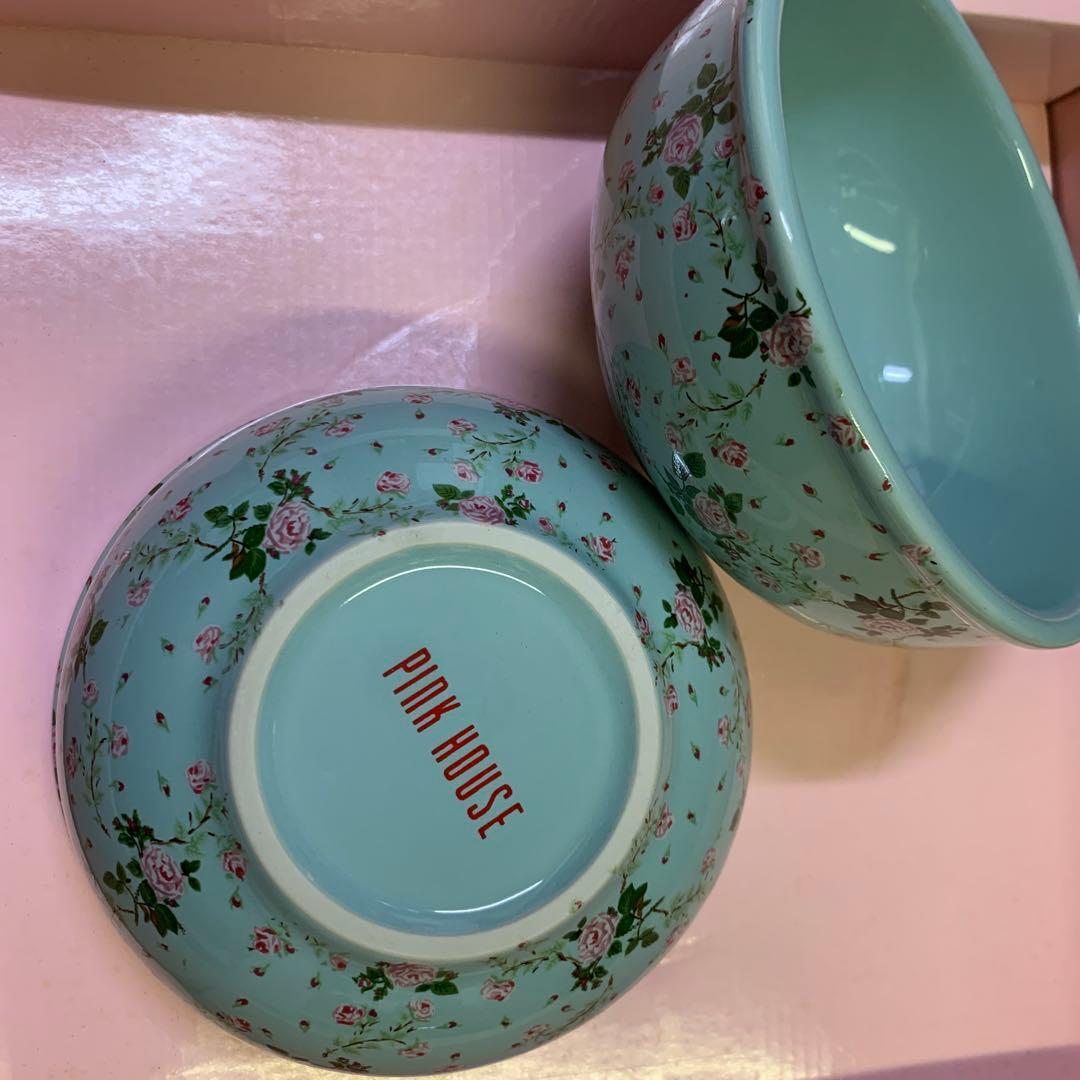 ピンクハウス ヴィンテージ食器セット 未使用 ミントグリーンの薔薇柄