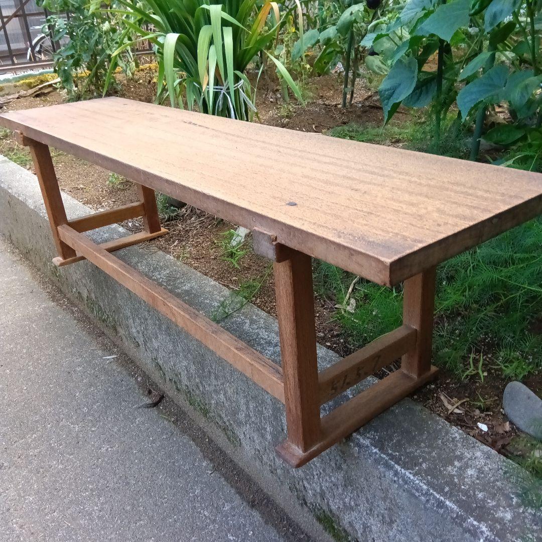 送料無 昭和のそろばん塾の文机 長机 木製シンプルテーブル