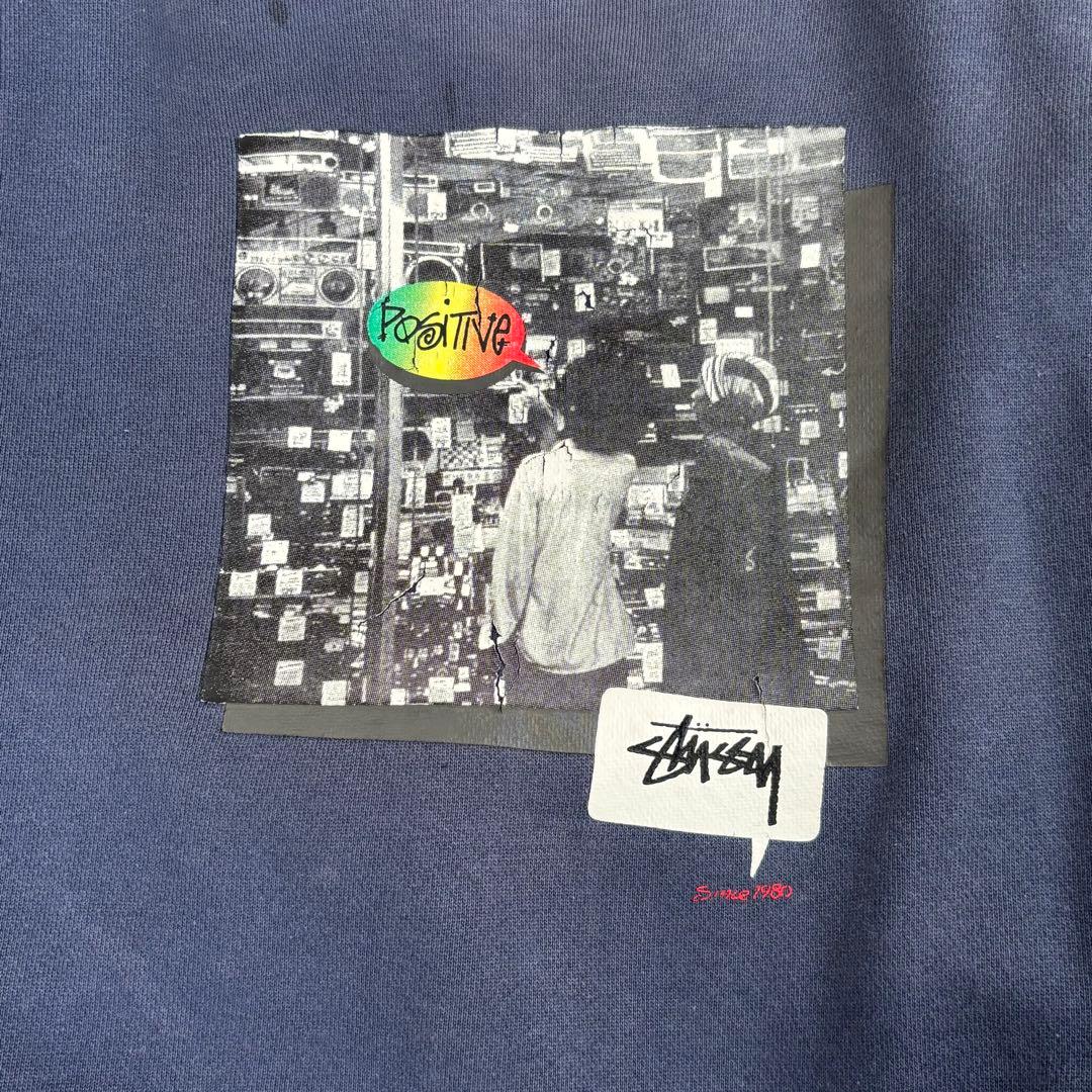 90s OLD STUSSY グラフィック スウェット フェード ネイビー L - メルカリ