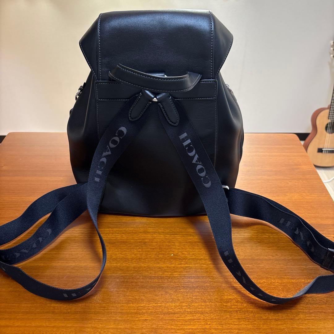 COACH 黒 巾着 レザー バックパック リュック ブラック CR100