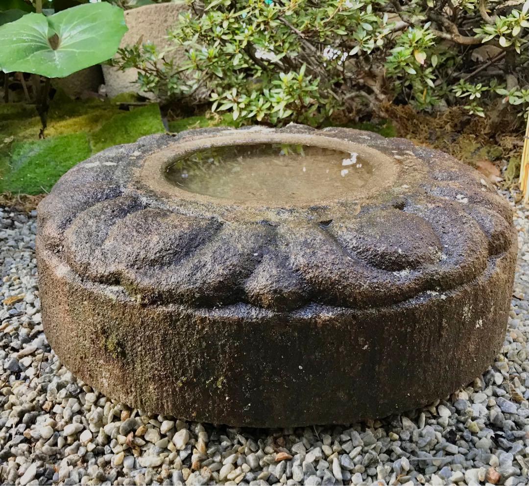 天然石・四角型水鉢・手水鉢・蹲】庭石オブジェ置物ガーデニング造園坪