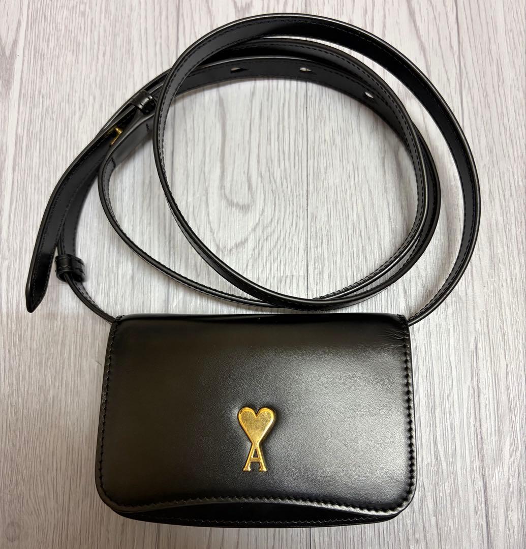 Ami paris ハートロゴ レザー カードホルダー ウォレット ブラック