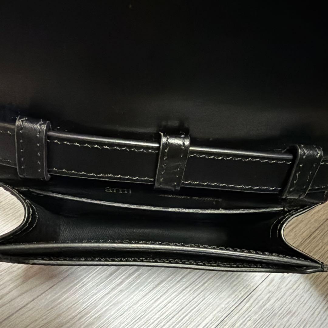 Ami paris ハートロゴ レザー カードホルダー ウォレット ブラック
