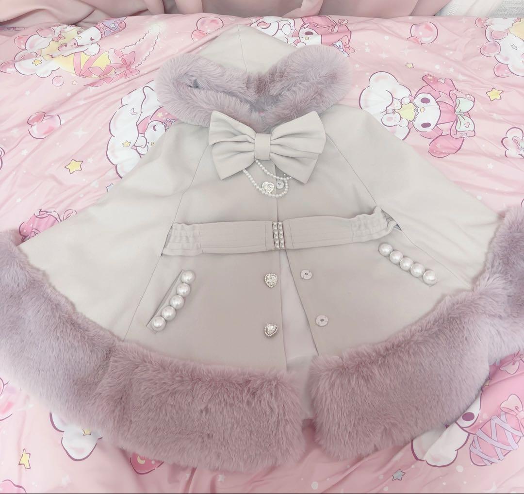 mars Princess melody ベルト付きケープコート ピンク - メルカリ