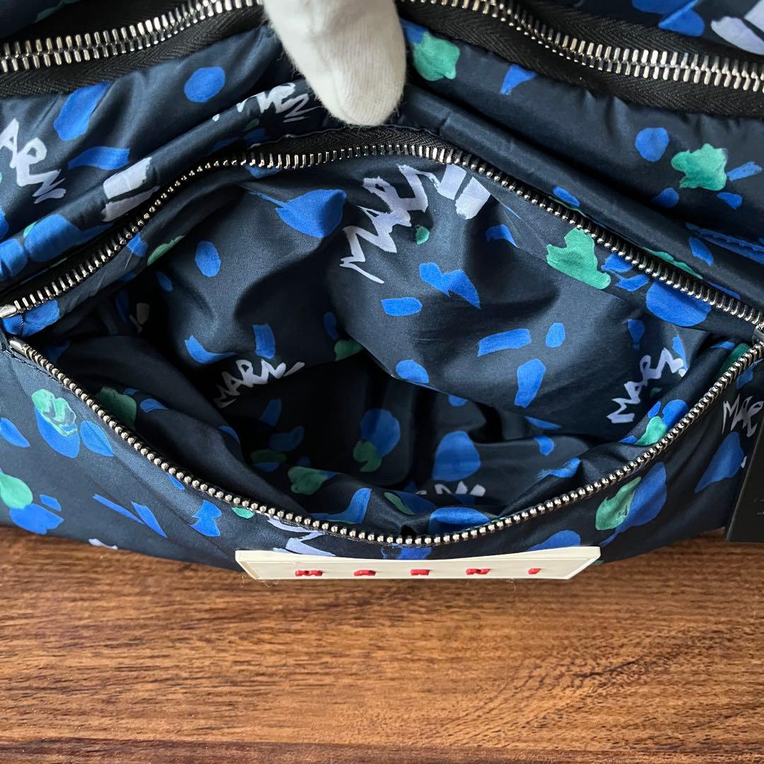 美品！！】MARNIマルニ ボディバッグ ナイロン ブルー フラワー 花柄