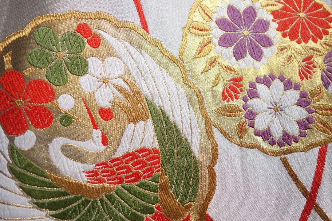 七五三 袋帯 正絹 丸紋 鶴