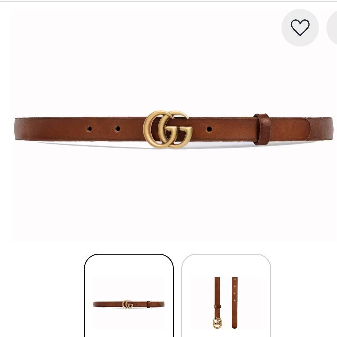 GUCCI 本革　ダブルGバックルレザーベルト　GGロゴ　ブラウンレザーベルト Amazon | [グッチ] ダブルG バックル レザーベルト レディース 65cm