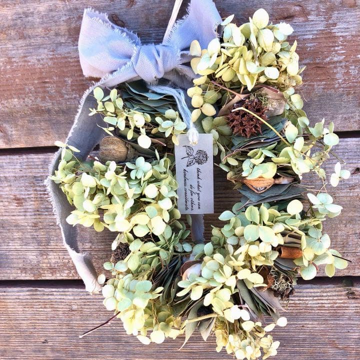 ユーカリ紫陽花ガーランド ドライフラワーリース＊ユーカリ紫陽花＊ リース なぎのおみせ 通販