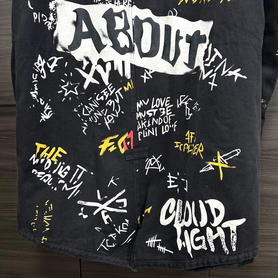 フェイスコネクション モッズコート ペイント加工 ロング丈 ブラック M