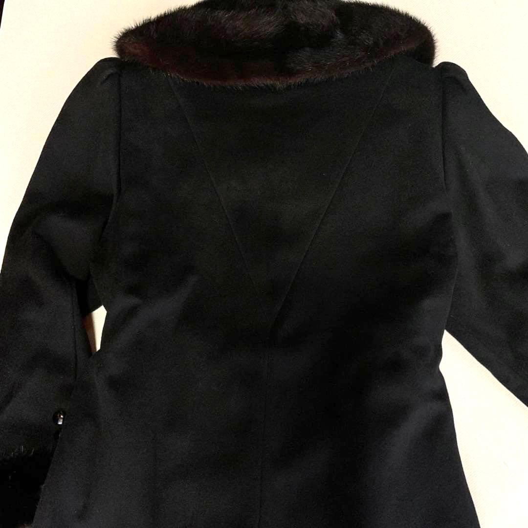 美品ソレイユ三陽商会マキシロングコート カシミヤ100%ミンクファー