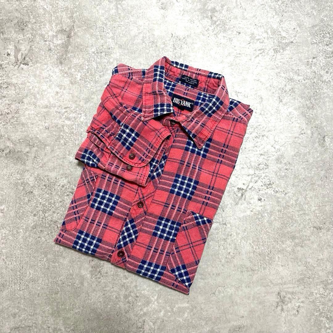 80s BIG YANK オンブレチェック プリントネルシャツ - メルカリ