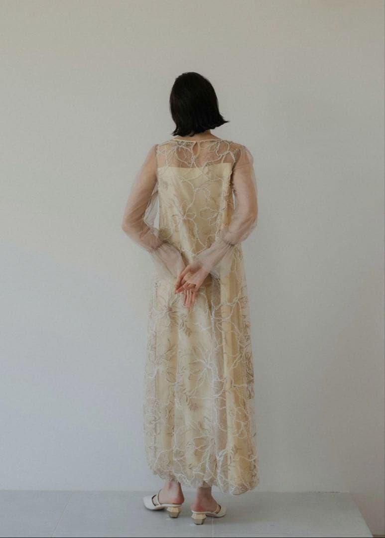 LE'RURE Plume broderie balloon dress