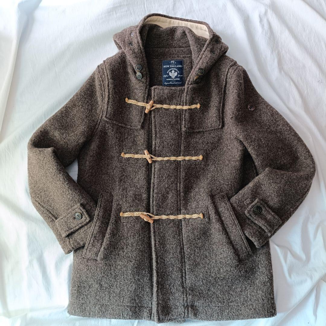 ダッフルコート【NEW ENGLAND】 ウールコート ブラウン 麻