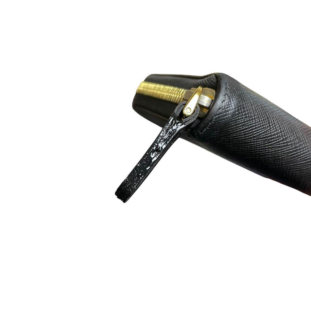 高級】PRADA プラダ ラウンドジップ 長財布 レザー 黒 三角ロゴ