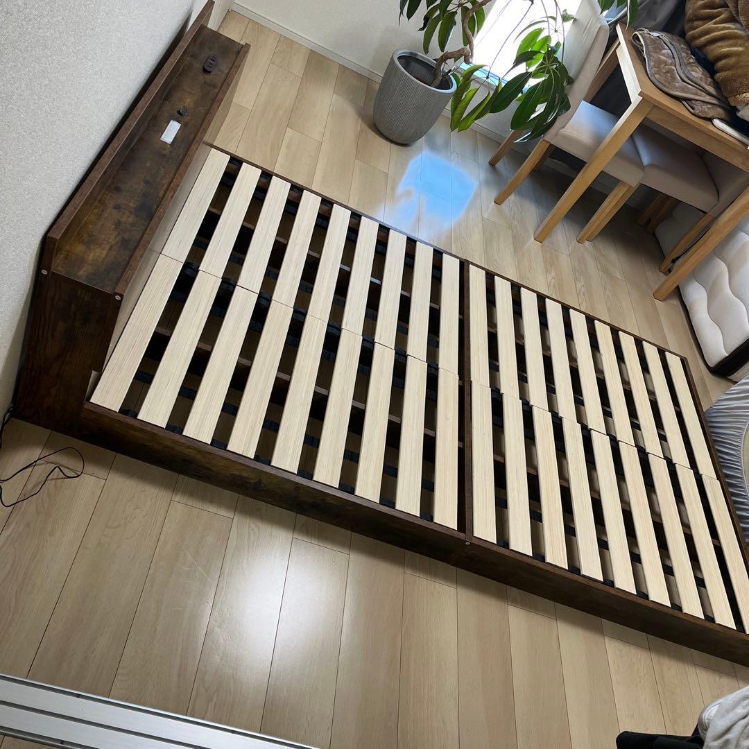 木製セミダブルベッドフレーム ダークブラウン ユアサプライムス.com｜セミダブルベッド フレームのみ 宮棚