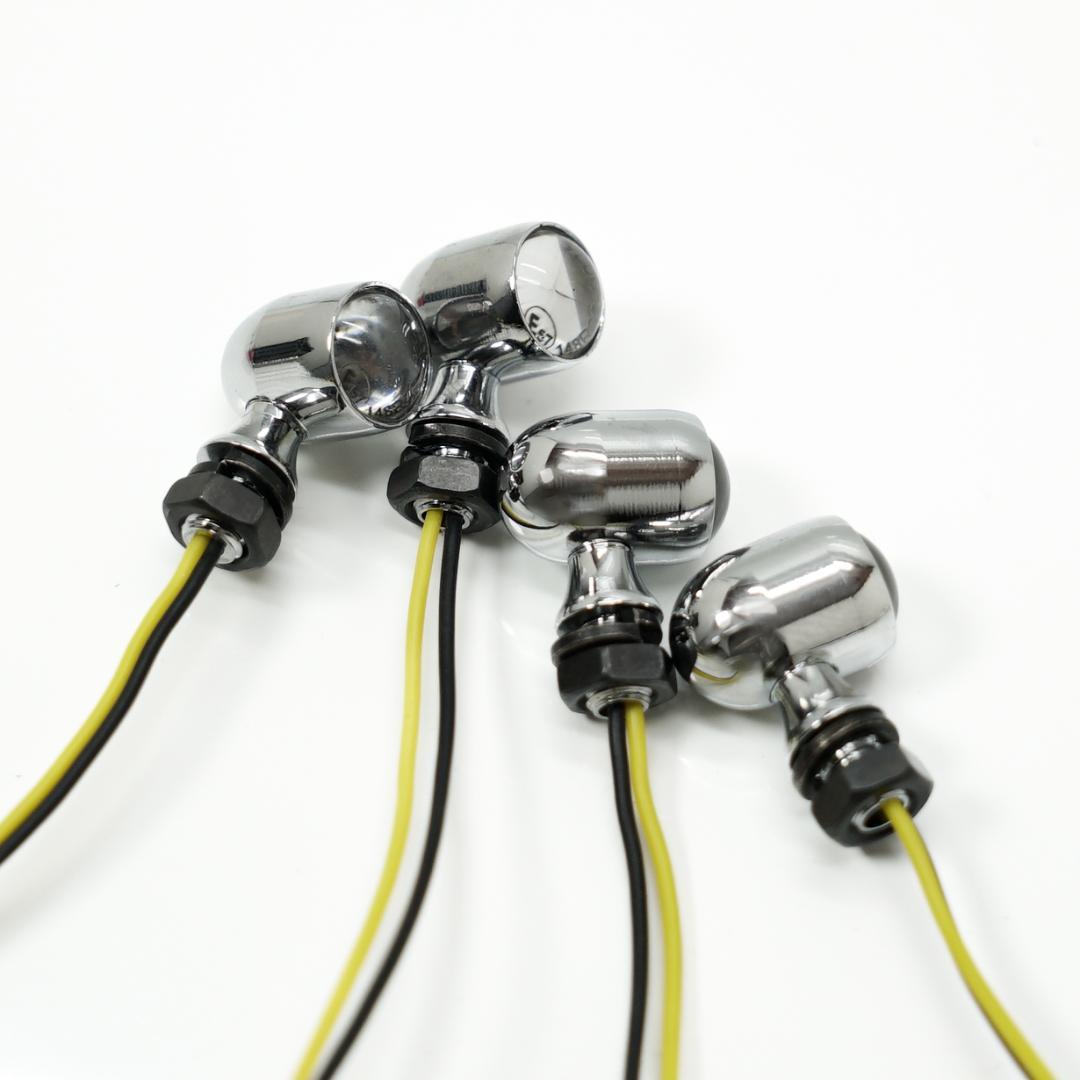 車検対応 超小型ウインカー 4個セット メッキ Eマーク148R 2%er製