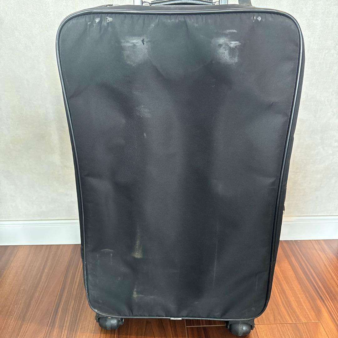 プラダ キャリーケース 三角ロゴ 南京錠付 ナイロン 本革 ブラック