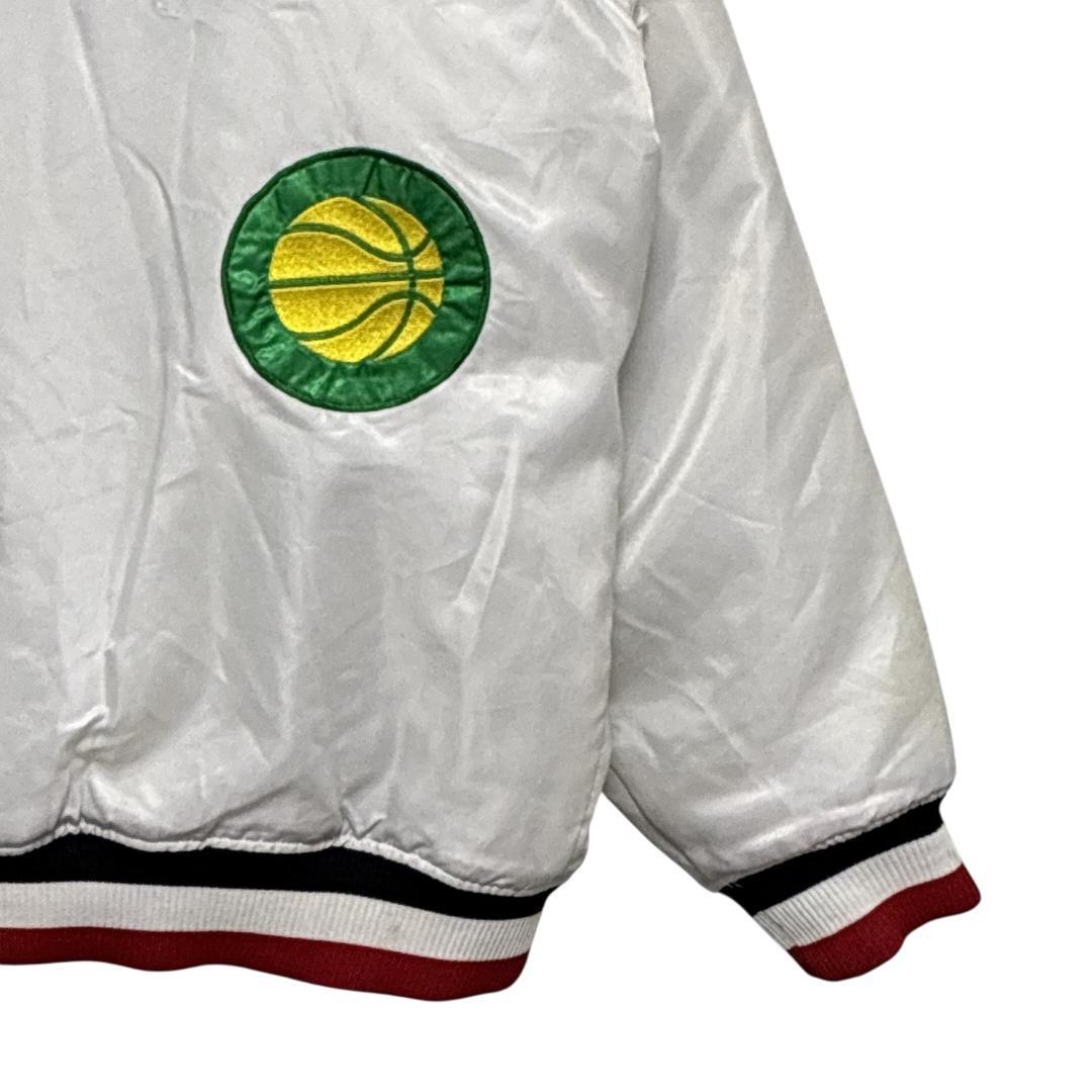 NBA スタジャン 中綿入り チームワッペン 刺繍 肉厚 ホワイト 2XL相当