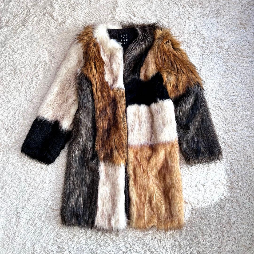 SLY パッチワーク ファーコート FOX ギャル y2k グランジ - メルカリ