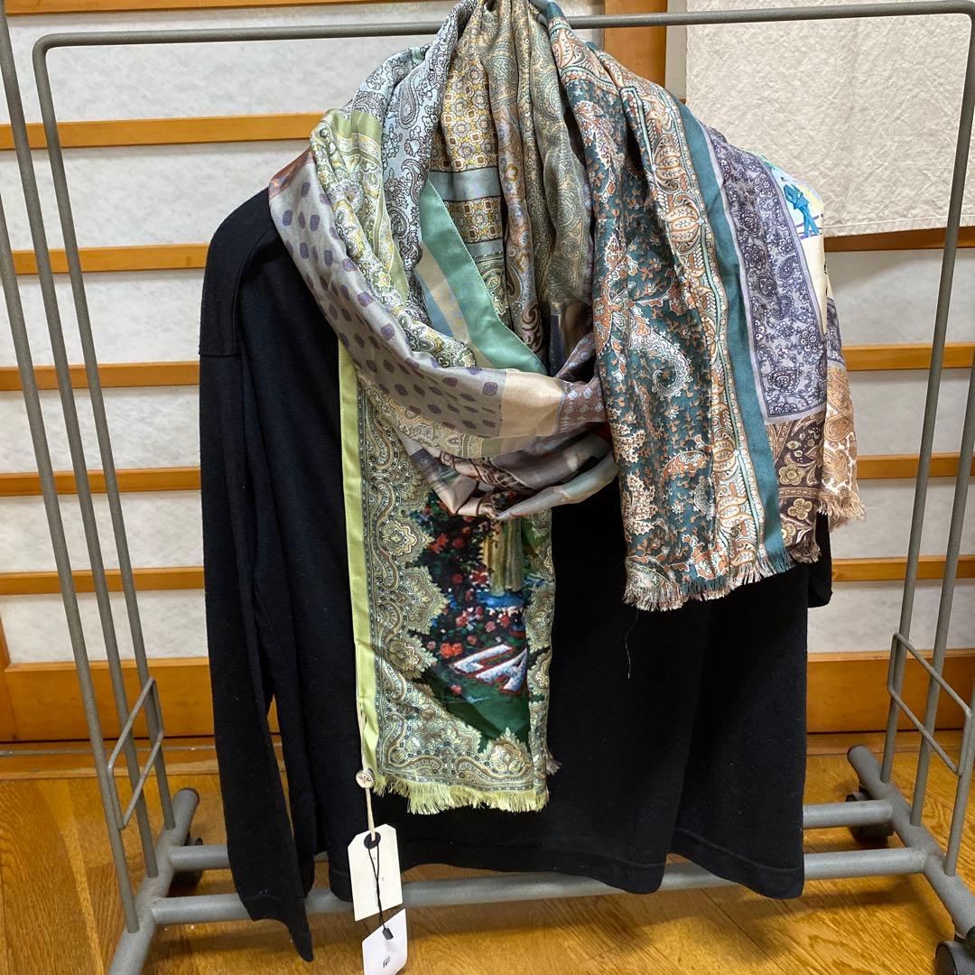 Pierre-Louis Mascia グリーン系シルク スカーフ イタリア