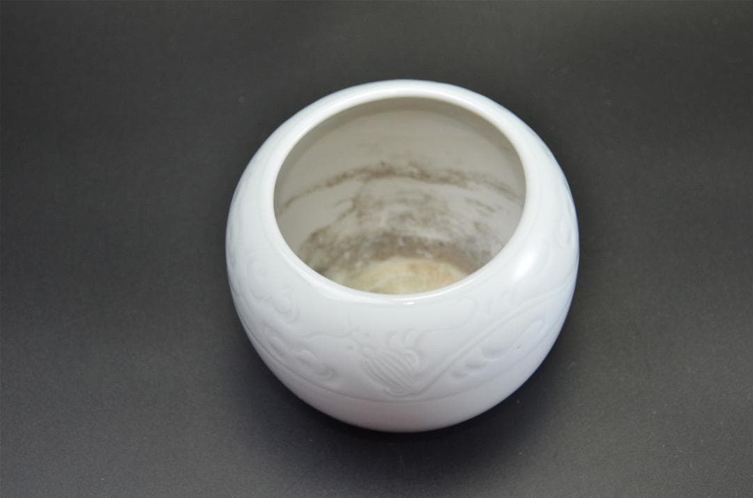 白磁 龍紋 火入 香炉 無傷美品 有田焼 京焼 在銘有