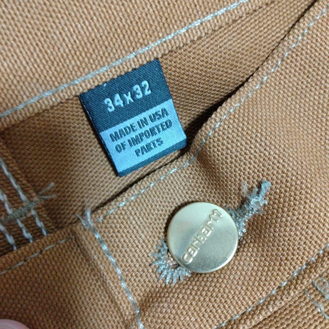 ☆米国製本物W34*L32ノンウォッシュCARHARTTダブルニーB01ブラウン