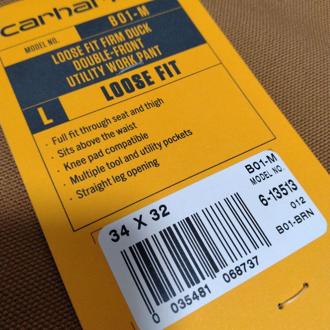 ☆米国製本物W34*L32ノンウォッシュCARHARTTダブルニーB01ブラウン