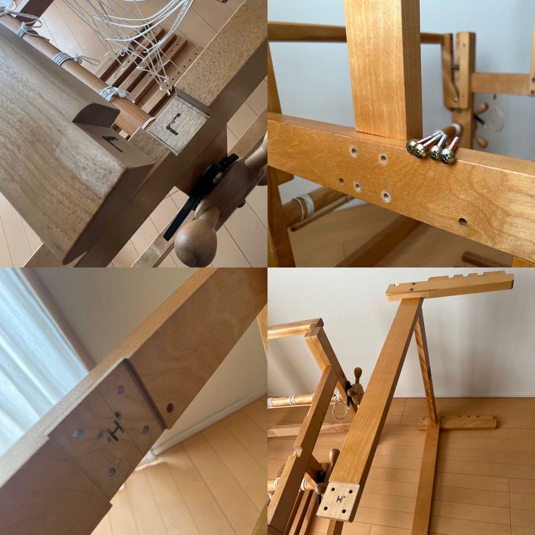 東京手織機 KM-650ろくろ式（旧型）4枚綜絖6本踏み木/筬・綜絖枠付き